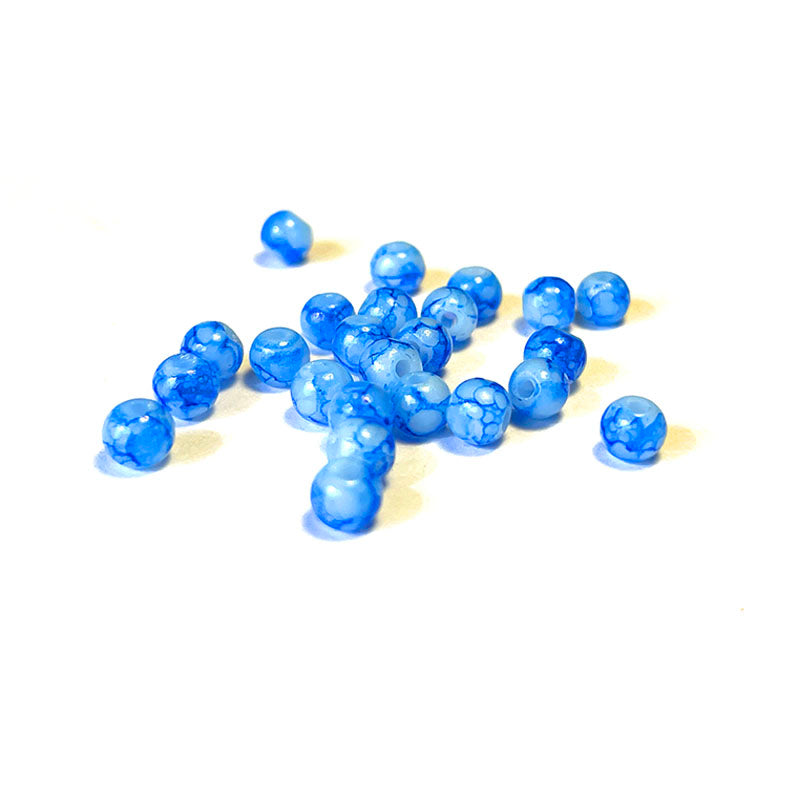 Round Coated Patterns Opaque Glass Beads 4-10mm