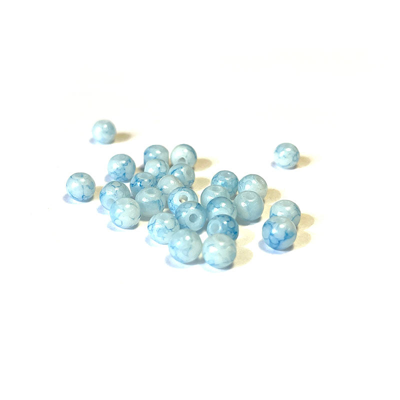Round Coated Patterns Opaque Glass Beads 4-10mm