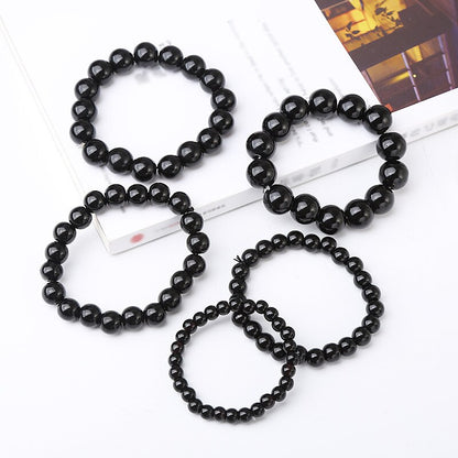 Bracelet extensible en obsidienne noire, 4-12 mm 