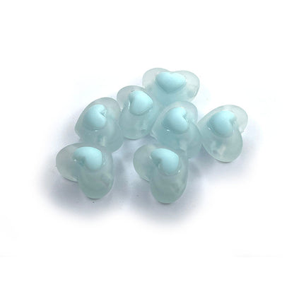 15pcs Pastel Transparent Heart Acrylic Beads 17mm