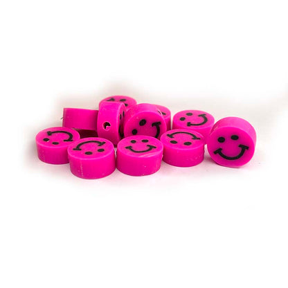 10mm Smile Face Round Polymer Clay Beads