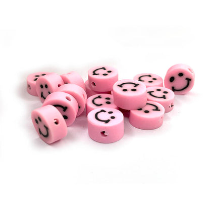 10mm Smile Face Round Polymer Clay Beads