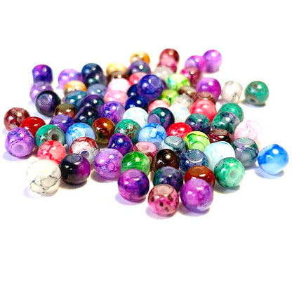 Perles de verre opaques à motifs ronds 4-10 mm