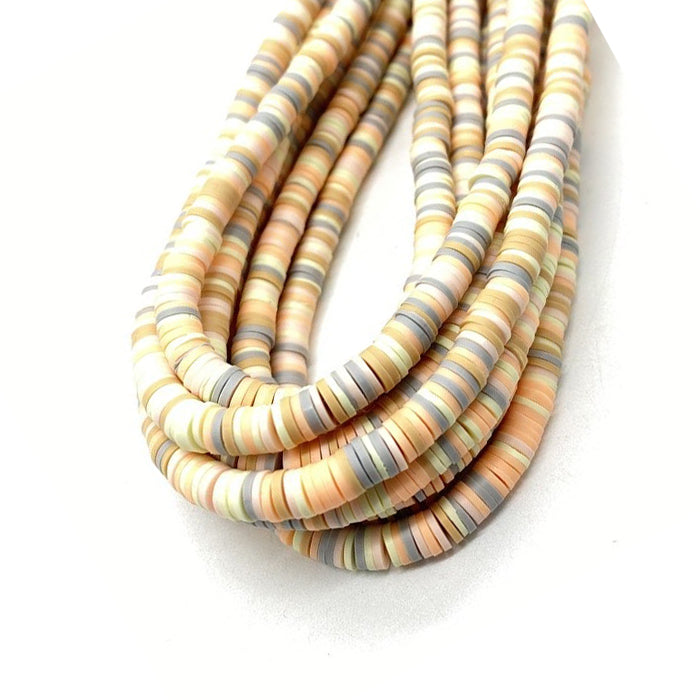 Polymer clay beads,6mm Light Yellow Round shaped beads,African Vinyl Disc  Bead,jewelry beads bracelet beads,Heishi Beads,16 inch strand,56#