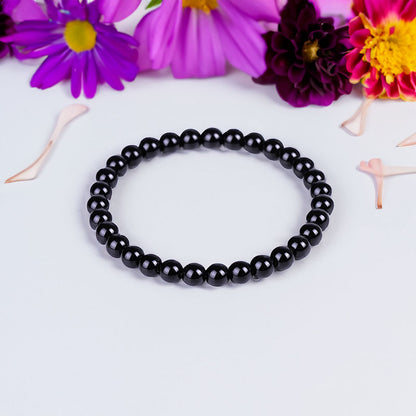 Bracelet extensible en obsidienne noire, 4-12 mm 