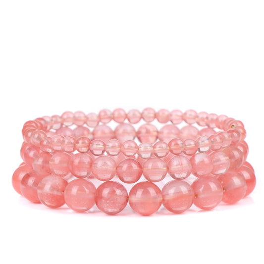 Cherry quartz gemstone stretch bracelet, 6-12mm