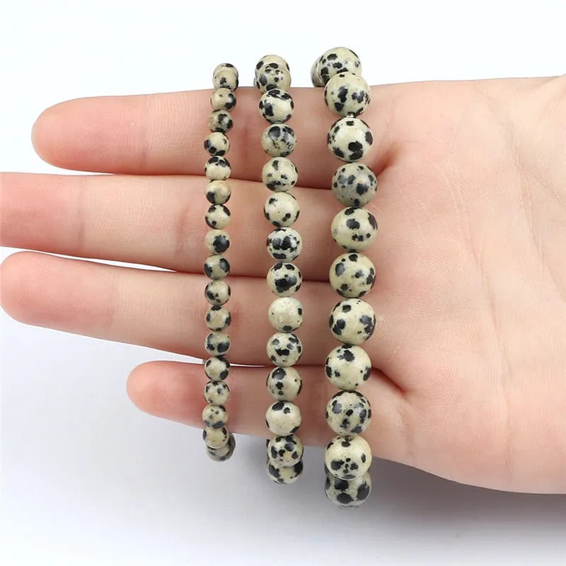 Dalmatian Spot Jasper Gemstone Bracelet, 4-12mm