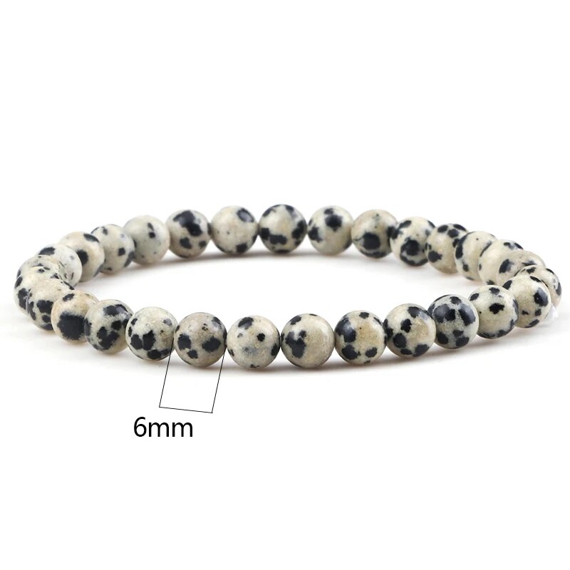 Dalmatian Spot Jasper Gemstone Bracelet, 4-12mm
