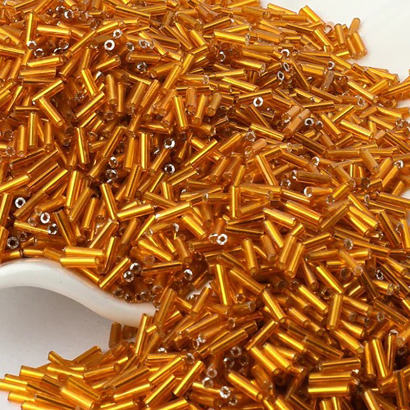 6mm Miyuki Bugle Seed Beads, Silver Lined Crystal - Golden Age Beads