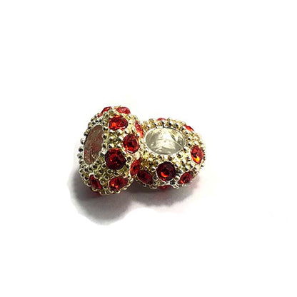 Big Hole Czech Rhinestone Silver Rondelle Spacer Beads