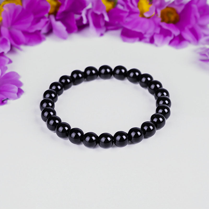 Bracelet extensible en obsidienne noire, 4-12 mm 
