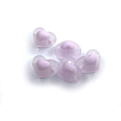 15pcs Pastel Transparent Heart Acrylic Beads 17mm