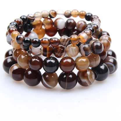 Botswana Agate Gemstone Stretch Bracelet, 4mm