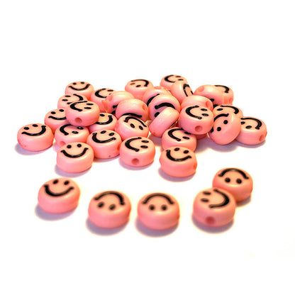 100pcs 7mm Multicolor Emoji Smile Round Acrylic Beads