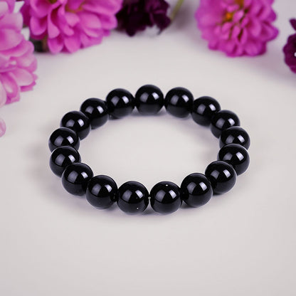 Bracelet extensible en obsidienne noire, 4-12 mm 