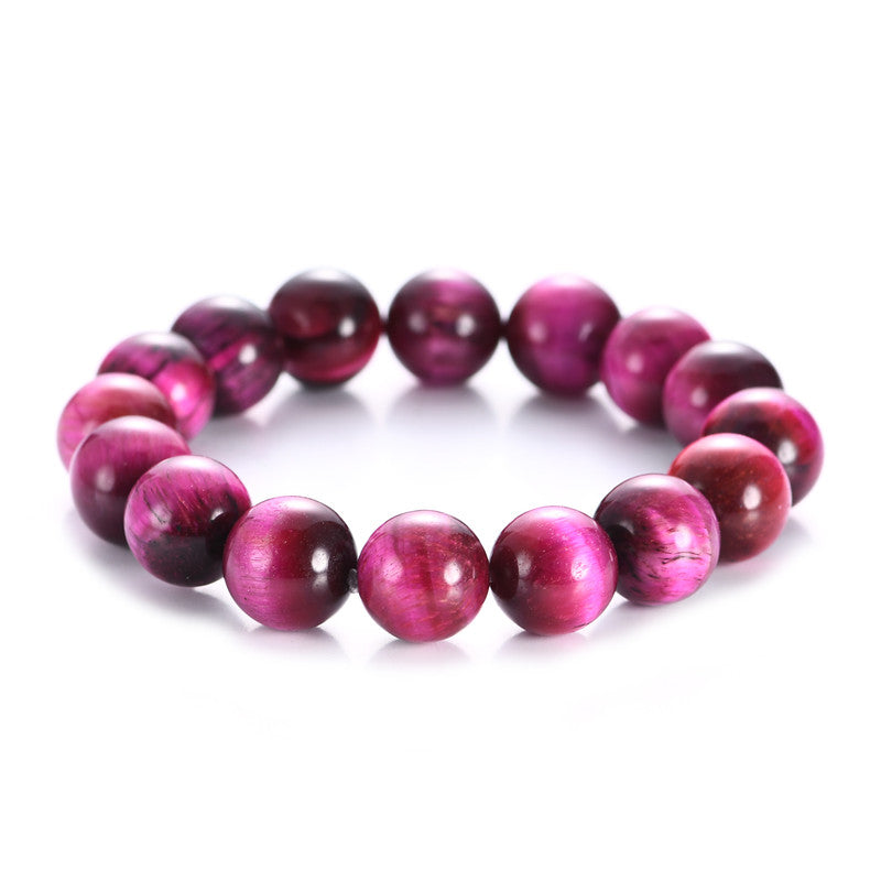 Pink tiger eye gemstone stretch bracelet, 6-12mm