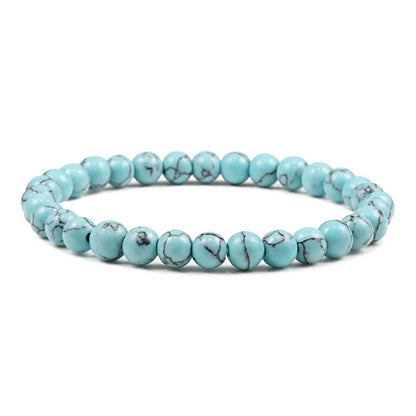 Blue Turquoise Gemstone Stretch Bracelet, 4mm 6-10mm