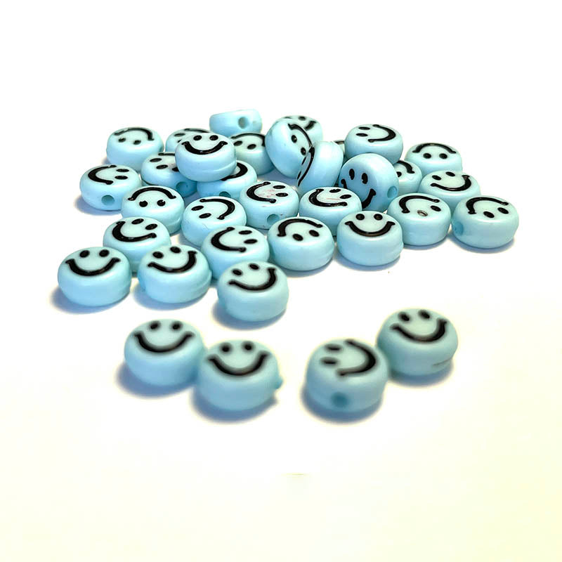 100pcs 7mm Multicolor Emoji Smile Round Acrylic Beads