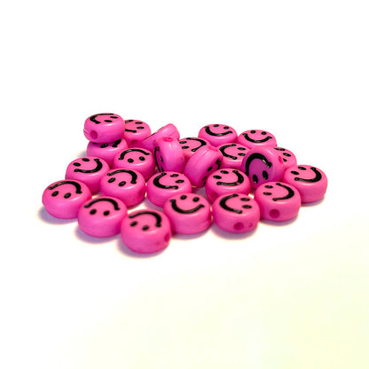 100pcs 7mm Multicolor Emoji Smile Round Acrylic Beads