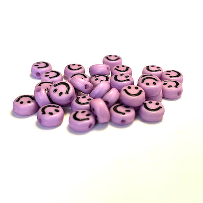 100pcs 7mm Multicolor Emoji Smile Round Acrylic Beads