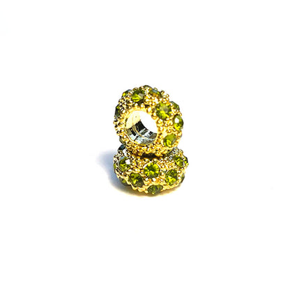 Big Hole European Rhinestone Gold Rondelle Beads