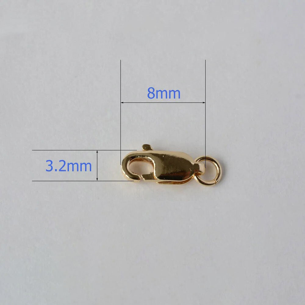 14K Yellow Gold Filled 8mm Lobster Claw Clasp with open ring, 6 pcs