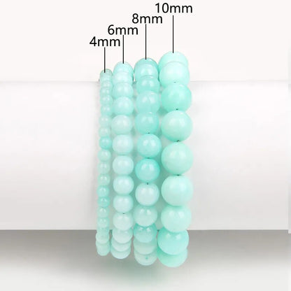 Blue amazonite gemstone stretch bracelet, 4-12mm