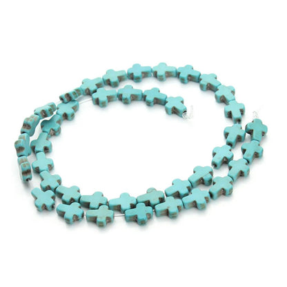 Perles croisées en howlite bleue, 12x16 mm