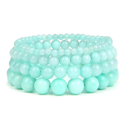 Blue amazonite gemstone stretch bracelet, 4-12mm