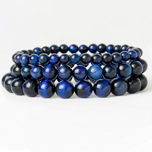 Bracelet extensible avec pierres précieuses œil-de-tigre bleu, 6-12 mm