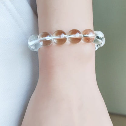 Clear Crystal Quartz Gemstone Stretch Bracelet, 6-12mm