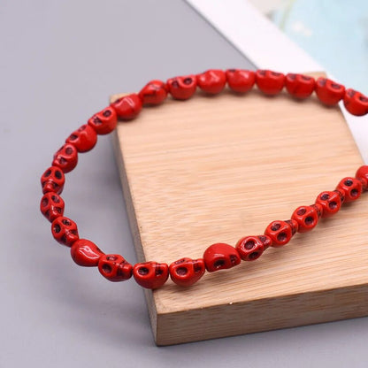 Red Howlite Skull Beads, 12x13mm