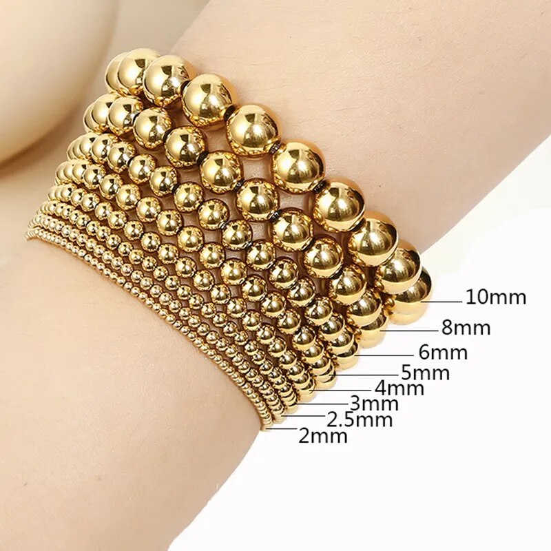 Gold-Hämatit-Edelstein-Stretch-Armband, 6–10 mm