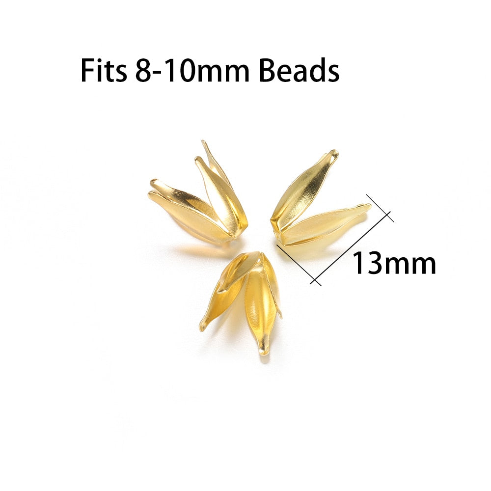 Silver Gold Filigree Petal Bead Caps, 100pcs