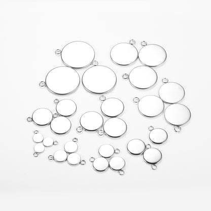 6-25mm Round Steel Pendant & Earring Base, 20pcs