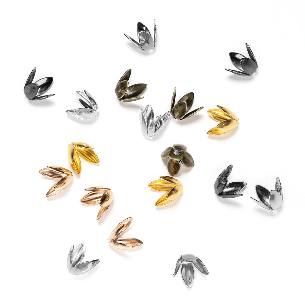 Gold Plated Flower Bead Caps, 100pcs