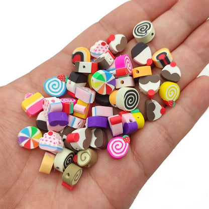 50pcs Mixed Motif Polymer Clay Beads