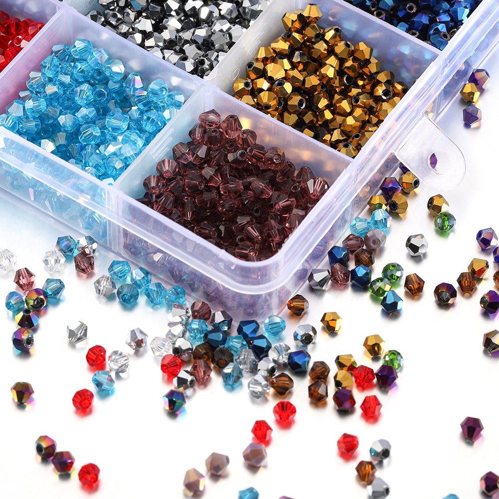 Kit de perles toupies en verre 4 mm, 3000 pièces