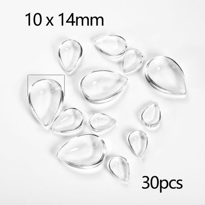 5 à 50 cabochons en verre transparent assortis