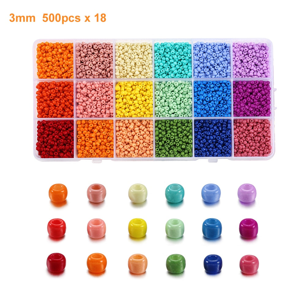 3 mm Charm-Perlen, 9000-teiliges Box-Set