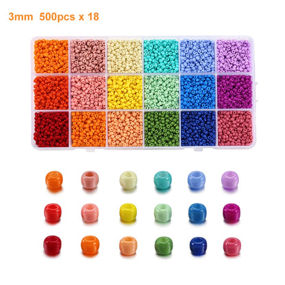 3 mm Charm-Perlen, 9000-teiliges Box-Set