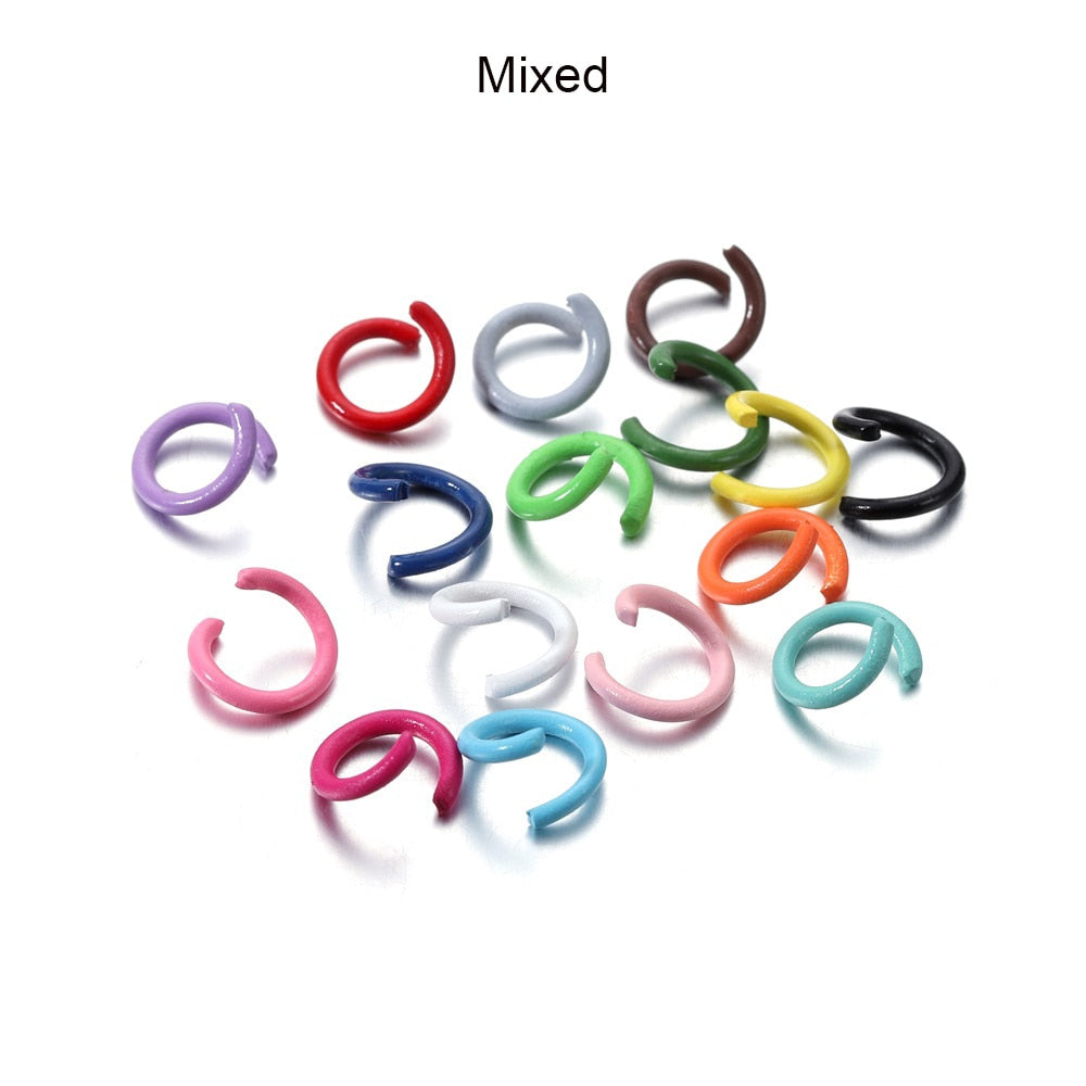 1.2x8mm Colorful Metal Jump Rings, 100pcs