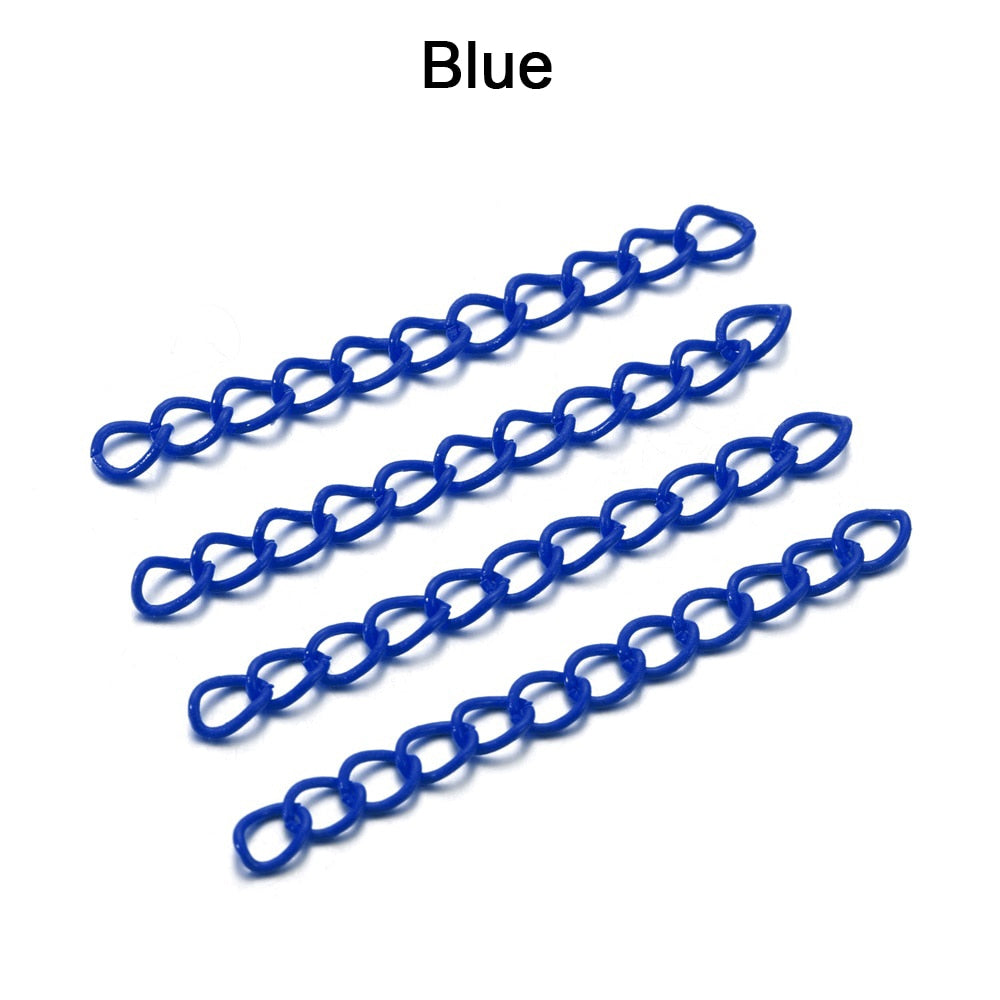 Chaîne d'extension de collier colorée de 5 cm, lot de 30 à 100 pièces