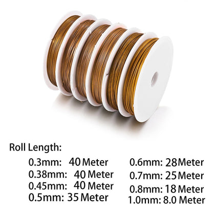 Fil de ligne solide résistant à l'or en acier inoxydable, 0.3mm 0.45mm 0.5mm 0.6mm, 1 rouleau