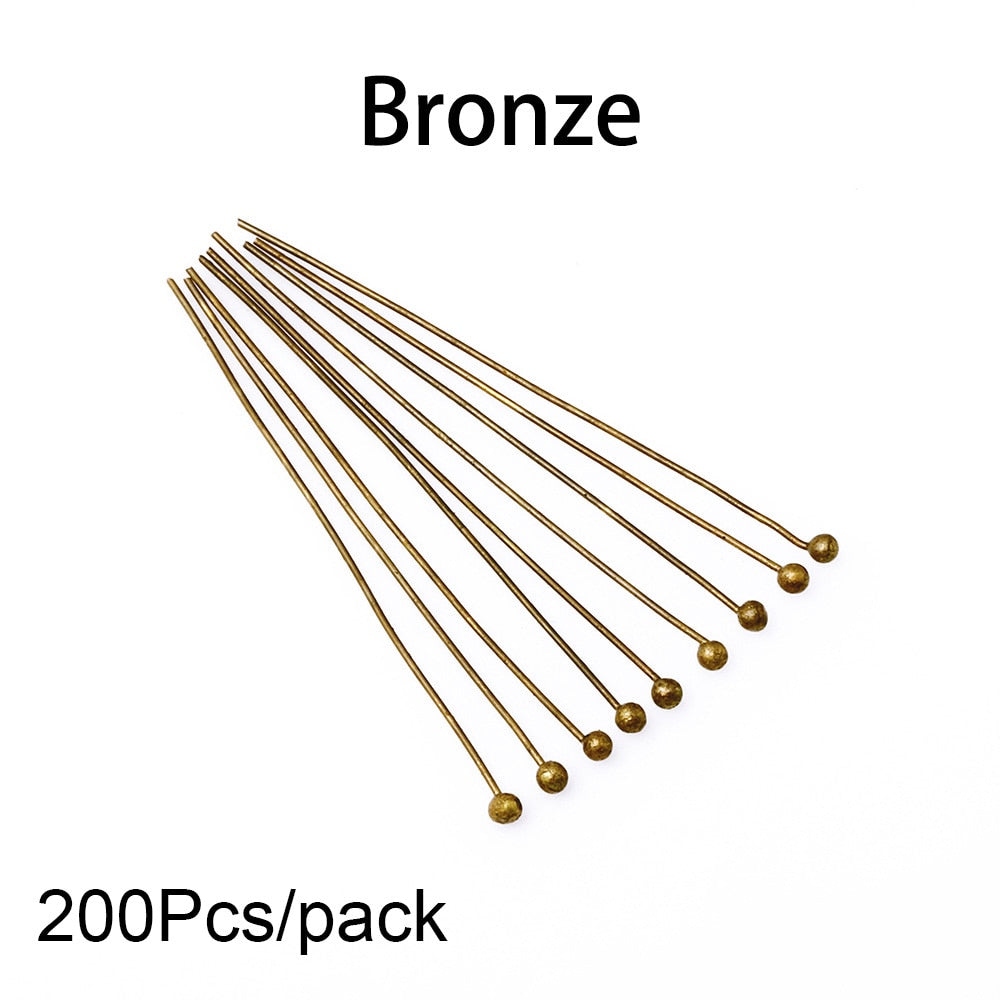 Épingles à tête sphérique en métal doré 16-50 mm, 50-200 pièces