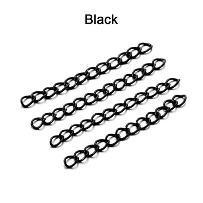 Chaîne d'extension de collier colorée de 5 cm, lot de 30 à 100 pièces