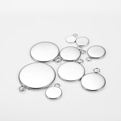 6-25mm Round Steel Pendant & Earring Base, 20pcs