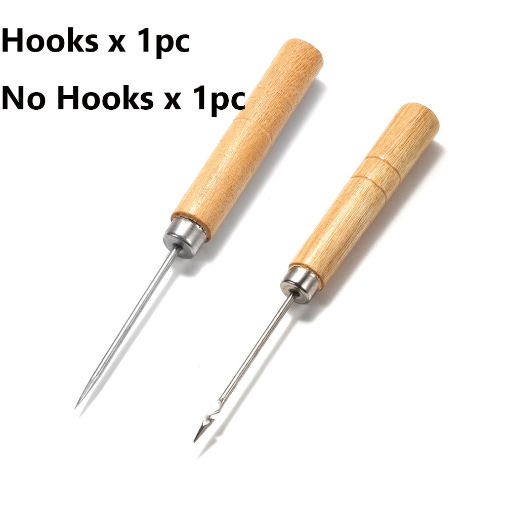 2pcs Wooden Sewing Awl for Leather & Jewelry Crafting