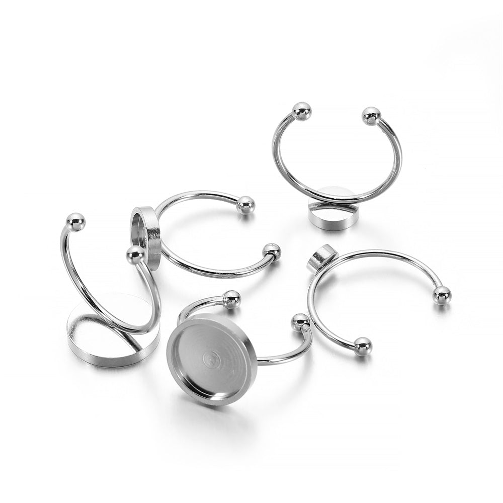 10pcs 4-10mm Stainless Steel Ring Settings