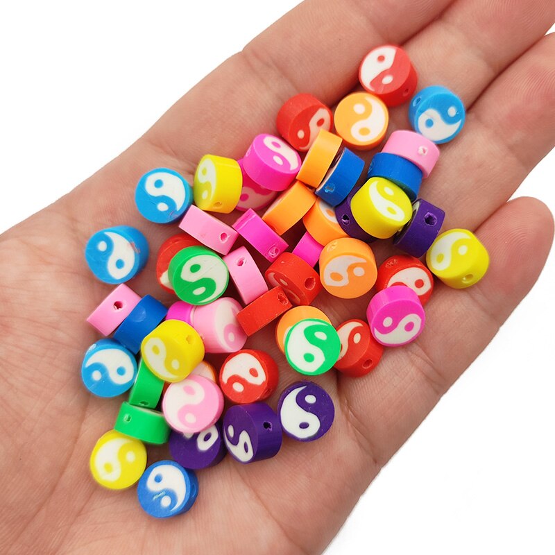 100pcs clay bead charms yang beads charms Clay Beads Jewelry Making  Supplies
